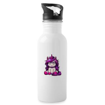 Heute möchte ich was mit Menschen machen - Trinkflasche mit integriertem Trinkhalm - Weiß - Rechts