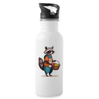 Drôle de raton laveur lapin de Pâques mignon oeufs de Pâques - Gourde avec paille intégrée - blanc - Droite