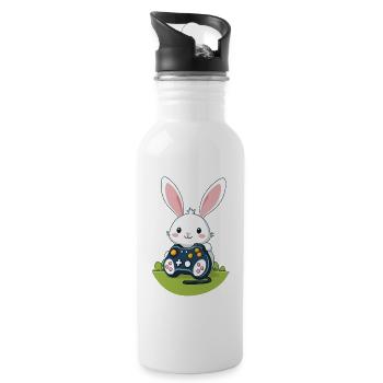 Lapin de Pâques Gamer et Design de streetwear de jeu - Gourde avec paille intégrée - blanc - Droite