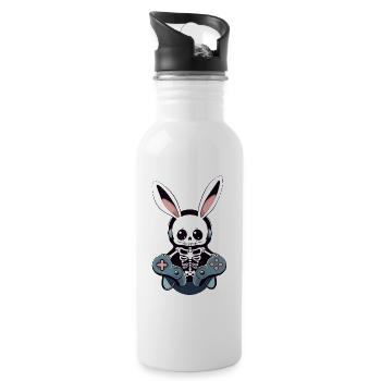 Osterhase Gamer Gaming Streetwear Ikonisches - Trinkflasche mit integriertem Trinkhalm - Weiß - Rechts
