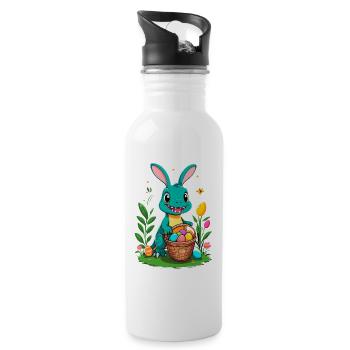 Iconic Easter Dinosaur Dinosaur Easter Bunny - Water bottle with straw - white - Right