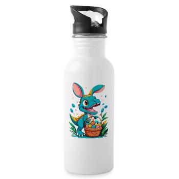 Iconic Easter Dinosaur Dinosaur Easter Bunny - Water bottle with straw - white - Right