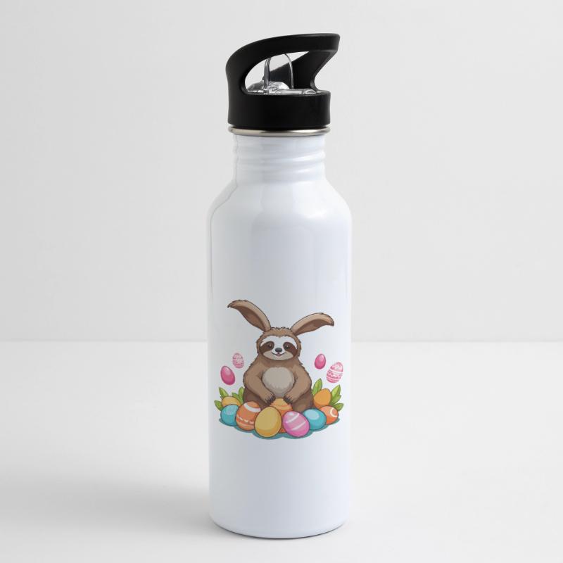 Funny Sloth Easter Bunny Iconic Easter Water bottle with straw