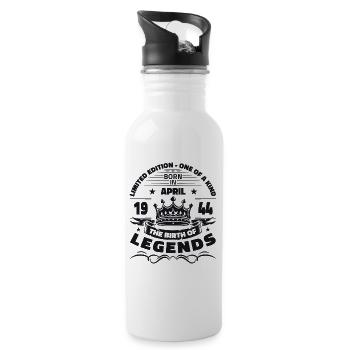 80. Geburtstag Geschenk Mann Legendär Seit 1944 - Trinkflasche mit integriertem Trinkhalm - Weiß - Rechts