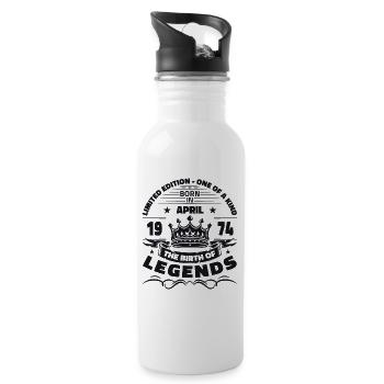 50th Birthday Gift Husband Legendary Since 1974 - Water bottle with straw - white - Right