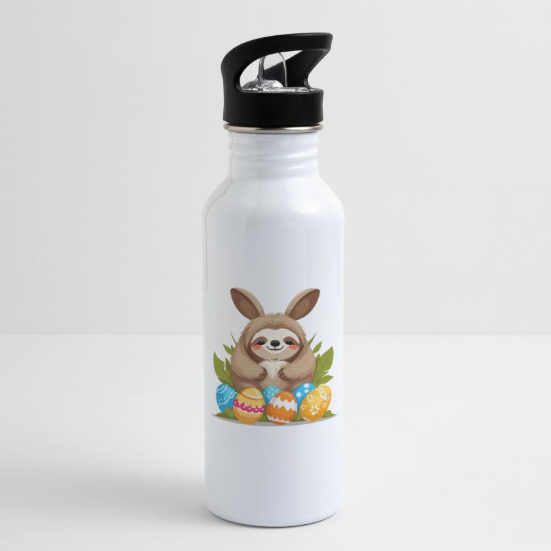 Funny Sloth Easter Bunny Iconic Easter Water bottle with straw