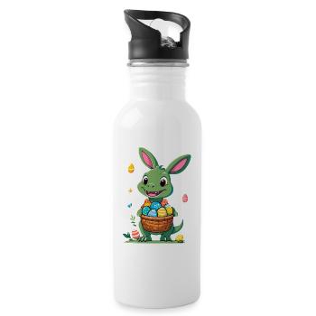 Iconic Easter Dinosaur Dinosaur Easter Bunny - Water bottle with straw - white - Right