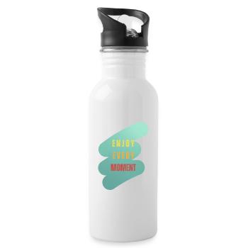enjoy every moment - Trinkflasche mit integriertem Trinkhalm - Weiß - Rechts