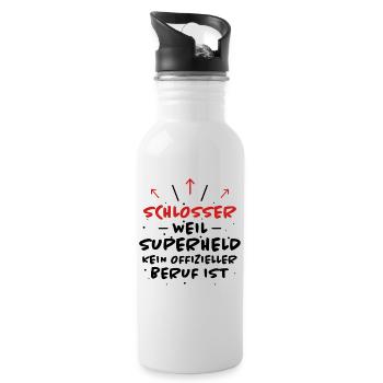 Schlosser Spruch Beruf Lustiges Schlosser Geschenk - Trinkflasche mit integriertem Trinkhalm - Weiß - Rechts