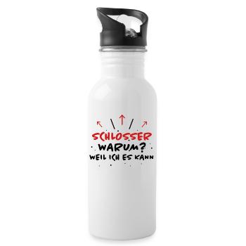 Schlosser Spruch Beruf Lustiges Schlosser Geschenk - Trinkflasche mit integriertem Trinkhalm - Weiß - Rechts