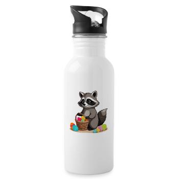 Funny Raccoon Saying Raccoon Easter Bunny - Water bottle with straw - white - Right