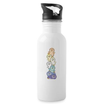 genderfaun Flag Pride LGBTQ süße Pinguin - Trinkflasche mit integriertem Trinkhalm - Weiß - Rechts