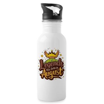 Legends are born in August Geburtstag - Trinkflasche mit integriertem Trinkhalm - Weiß - Rechts