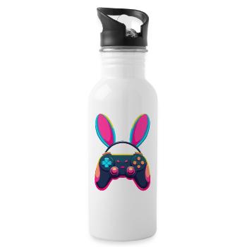 Easter Bunny Gamer & Gaming Streetwear Iconic - Water bottle with straw - white - Right