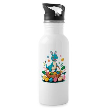 Dinosaure de Pâques emblématique Dinosaure lapin de Pâques - Gourde avec paille intégrée - blanc - Droite