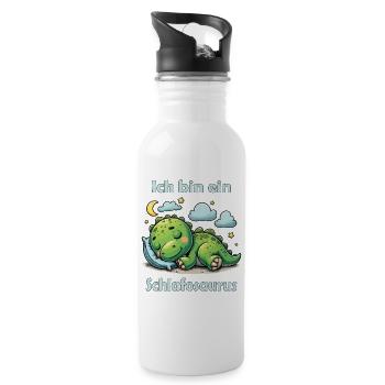 Dino Schlafshirt Kids - Ich bin ein schlafsosaurus - Trinkflasche mit integriertem Trinkhalm - Weiß - Rechts