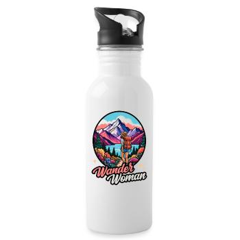 Wander Woman Wandern Wanderwoman Berge Natur Retro - Trinkflasche mit integriertem Trinkhalm - Weiß - Rechts