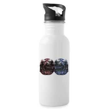 Deer Deer Roebuck Vintage Retro Woodland Animals - Water bottle with straw - white - Right