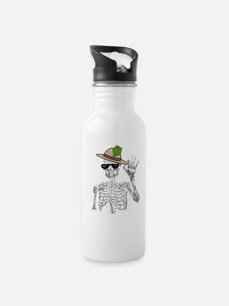 Skelett Gärtner Spinat Gärtnern Mime Vegetarier - Trinkflasche mit integriertem Trinkhalm - Weiß
