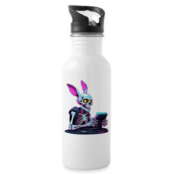 Osterhase Gamer und Gaming Streetwear Design - Trinkflasche mit integriertem Trinkhalm - Weiß - Rechts