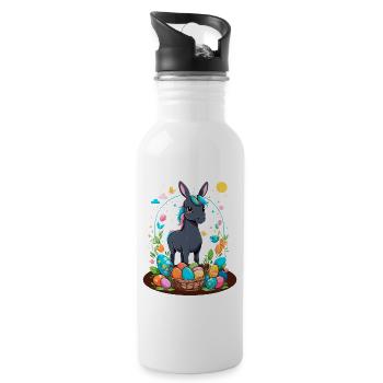 Lustiges Einhorn Osterhase Süßes Ostereinhorn - Trinkflasche mit integriertem Trinkhalm - Weiß - Rechts