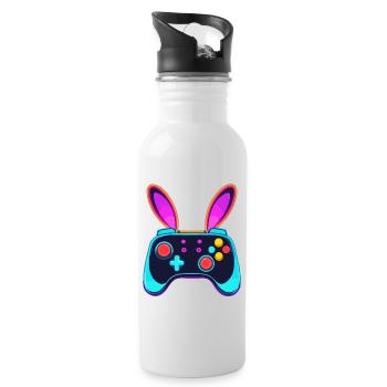 Easter Bunny Gamer & Gaming Streetwear Iconic - Water bottle with straw - white - Right