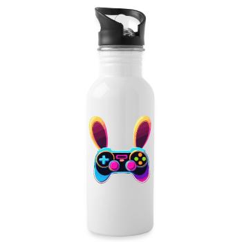 Lapin de Pâques Gamer Jeux de Pâques emblématiques - Gourde avec paille intégrée - blanc - Droite