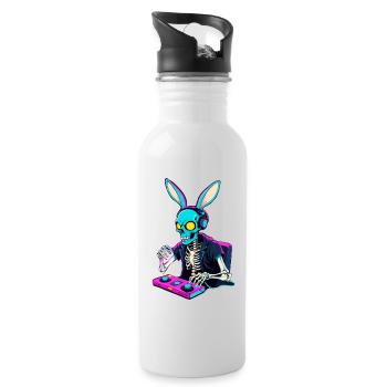 Lapin de Pâques Gamer & Gaming Streetwear Iconique - Gourde avec paille intégrée - blanc - Droite