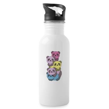 aporagender Flag Pride LGBTQ süße Panda - Trinkflasche mit integriertem Trinkhalm - Weiß - Rechts