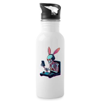 Lapin de Pâques Gamer et Design de streetwear de jeu - Gourde avec paille intégrée - blanc - Droite