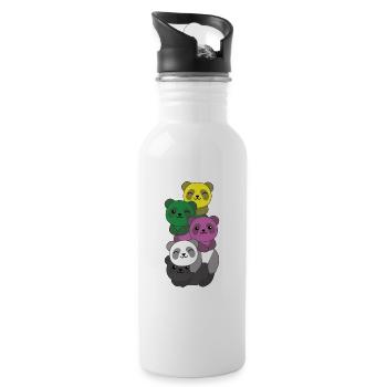 Ceterosexuell Flag Pride LGBTQ süße Panda - Trinkflasche mit integriertem Trinkhalm - Weiß - Rechts