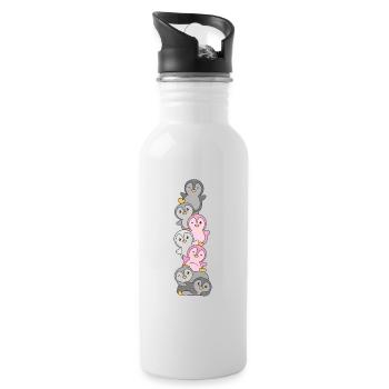 Demigirl Flag Pride LGBTQ Cute Penguin - Water bottle with straw - white - Right