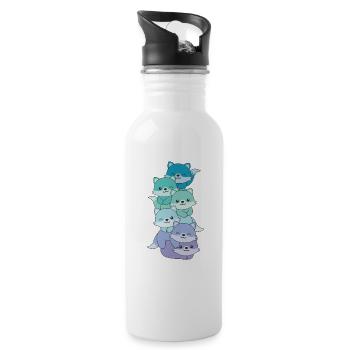 Neptunic Flag Pride LGBTQ Cute Fox Stack - Water bottle with straw - white - Right
