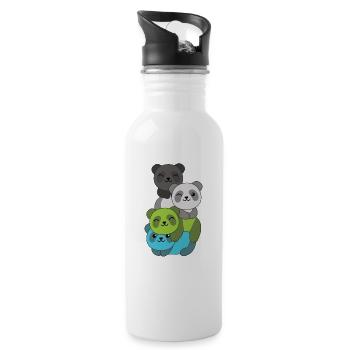 quiosexuell Flag Pride LGBTQ süße Panda - Trinkflasche mit integriertem Trinkhalm - Weiß - Rechts