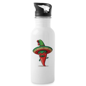 Aesthetic Chili Pepper Chili Streetwear Hot - Water bottle with straw - white - Right