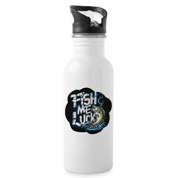 Fisch Komfort Moto Design - Trinkflasche mit integriertem Trinkhalm - Weiß - Rechts