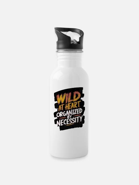 Lustiges Geek-Zitat Wildes Herz - Trinkflasche mit integriertem Trinkhalm - Weiß