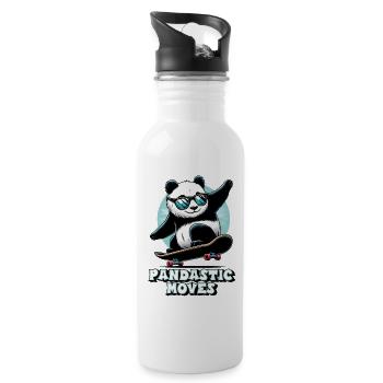 Cool panda with sunglasses on skateboard - Water bottle with straw - white - Right
