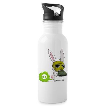 Lapin mignon qui pète - Gourde avec paille intégrée - blanc - Droite