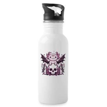 Kawaii Pastel Goth Mignon Creepy Axolotl Chauve-souris - Gourde avec paille intégrée - blanc - Droite
