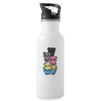 polygender Flag Pride LGBTQ süße Panda - Trinkflasche mit integriertem Trinkhalm - Weiß - Rechts