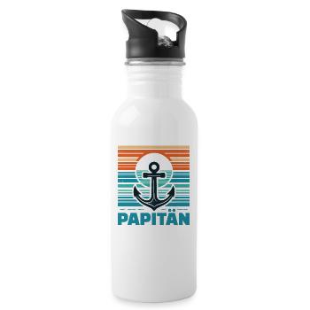 Papitän Father's Day Best Dad Anchor - Water bottle with straw - white - Right
