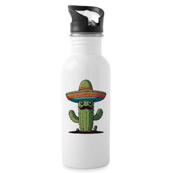 Cactus Fiesta Vacances Mexicaines Drôle - Gourde avec paille intégrée - blanc - Droite