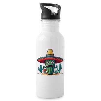 Cactus Fiesta Cactus avec Sombrero Cinco de Mayo - Gourde avec paille intégrée - blanc - Droite