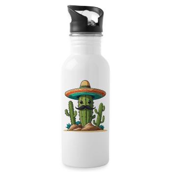Cactus Fiesta Vacances Mexicaines Drôle - Gourde avec paille intégrée - blanc - Droite