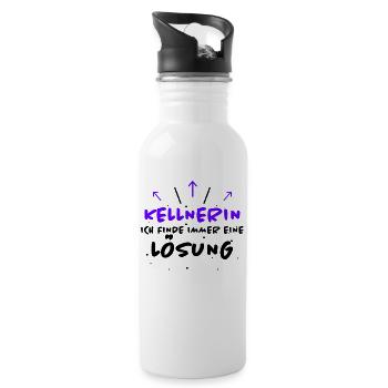 Kellnerin Spruch Beruf Lustiges Kellnerin Geschenk - Trinkflasche mit integriertem Trinkhalm - Weiß - Rechts