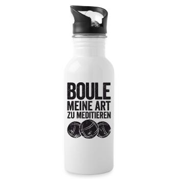 Boule ist meine Superkraft! Bouler Boulespieler - Trinkflasche mit integriertem Trinkhalm - Weiß - Rechts