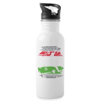 Football Hungary Tournament Collage Goal Shot Icon - Water bottle with straw - white - Right