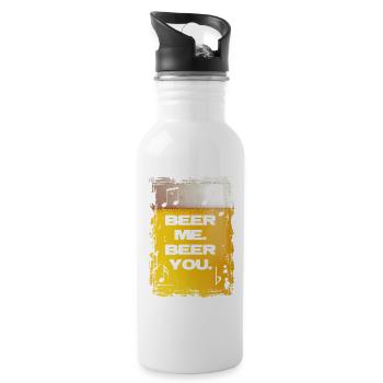Beer Me. Beer You. - Trinkflasche mit integriertem Trinkhalm - Weiß - Rechts