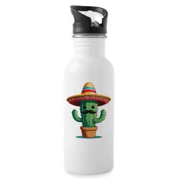 Cactus Fiesta Cactus Avec Sombrero Drôle - Gourde avec paille intégrée - blanc - Droite